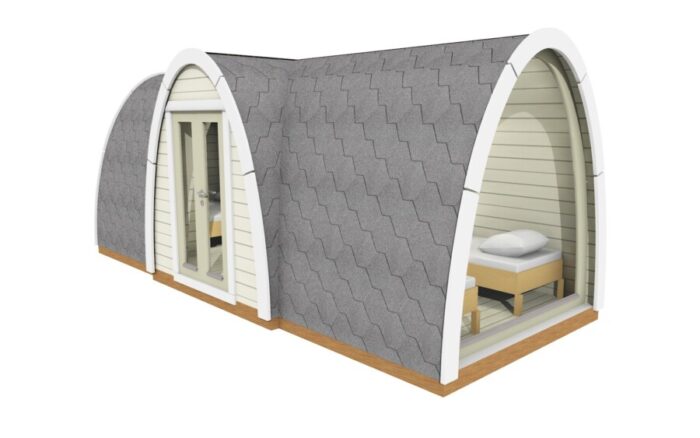 Glamping Pod 2,4 x 5,9 gemonteerd met zij-ingang - Afbeelding 2